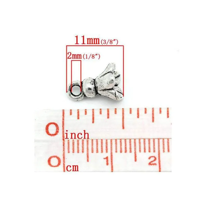 10 Pcs Tibetan Silver FLOWER 11mm x 8mm Charms Pendants, Lead & Nickel Free Metal Charms Pendants Beads