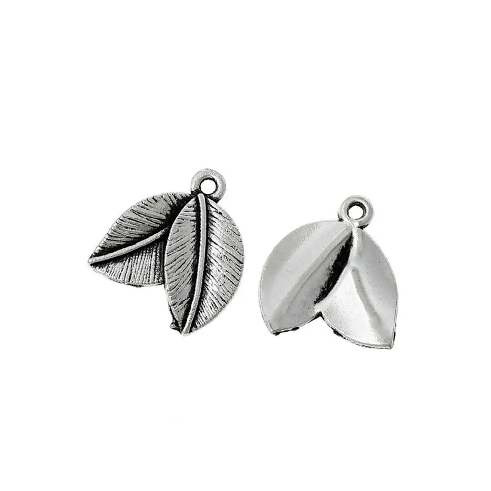 10 Pcs Tibetan Silver LEAFS 16mm x 14mm Charms Pendants, Lead & Nickel Free Metal Charms Pendants Beads