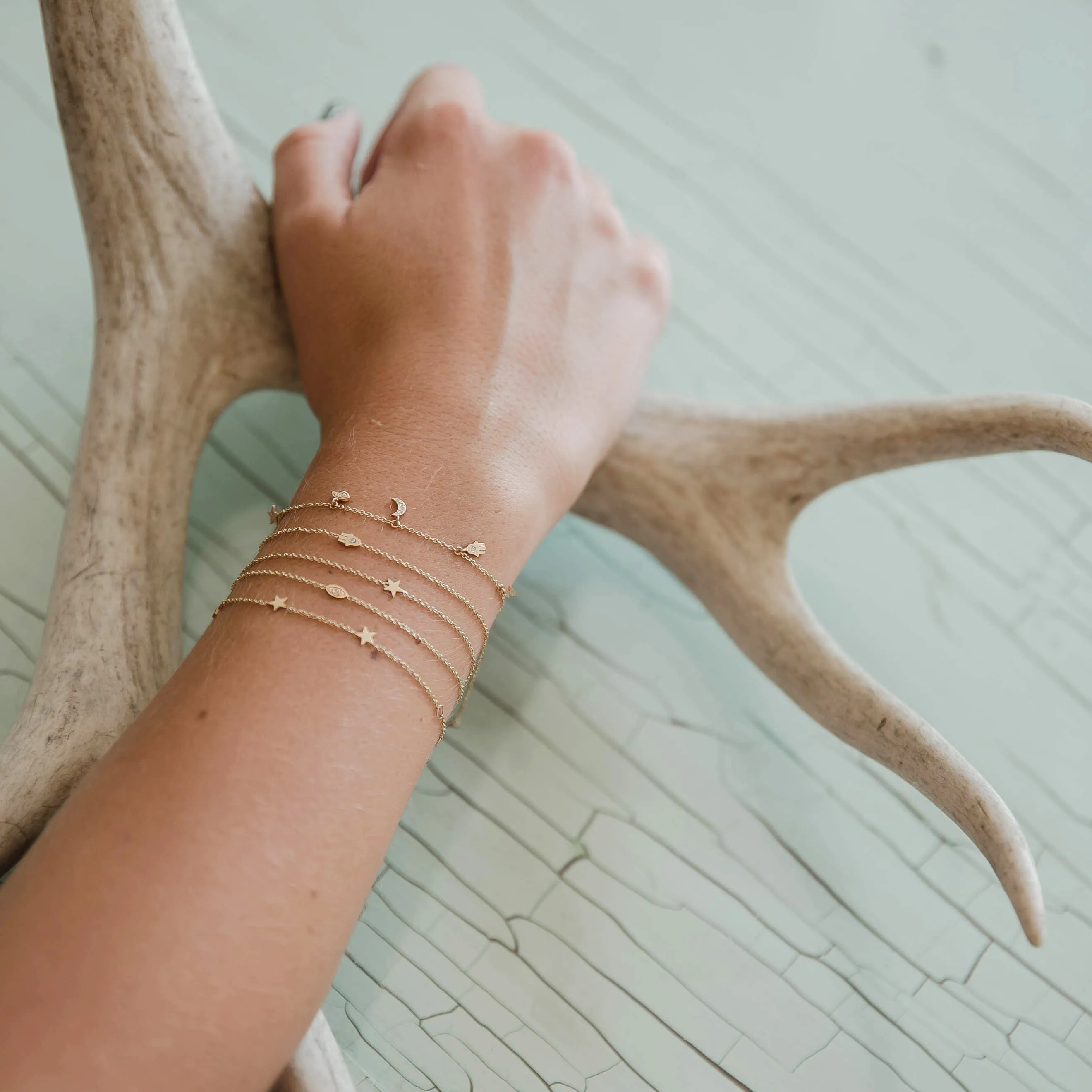 14k 5 Itty Bitty Star Station Bracelet