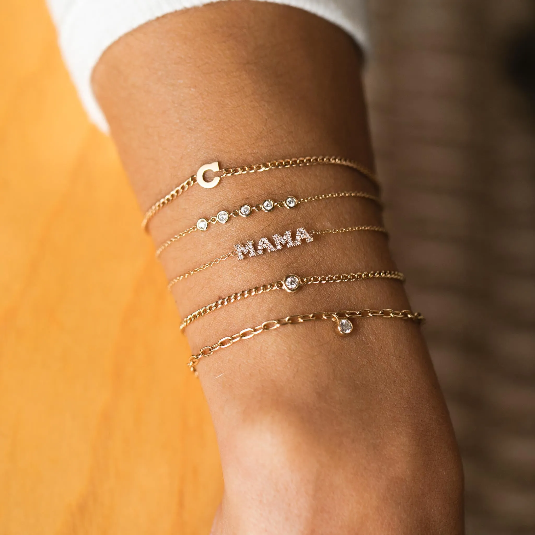 14k Itty Bitty Pavé Diamond MAMA Bracelet