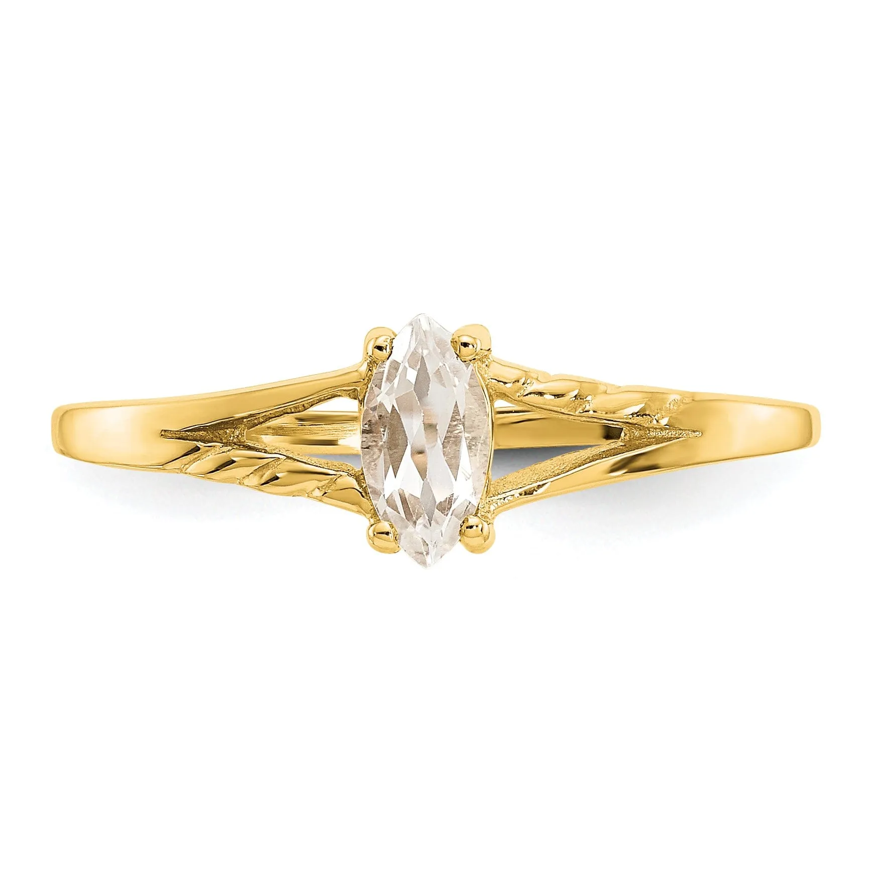 14k Yellow Gold White Topaz Birthstone Ring