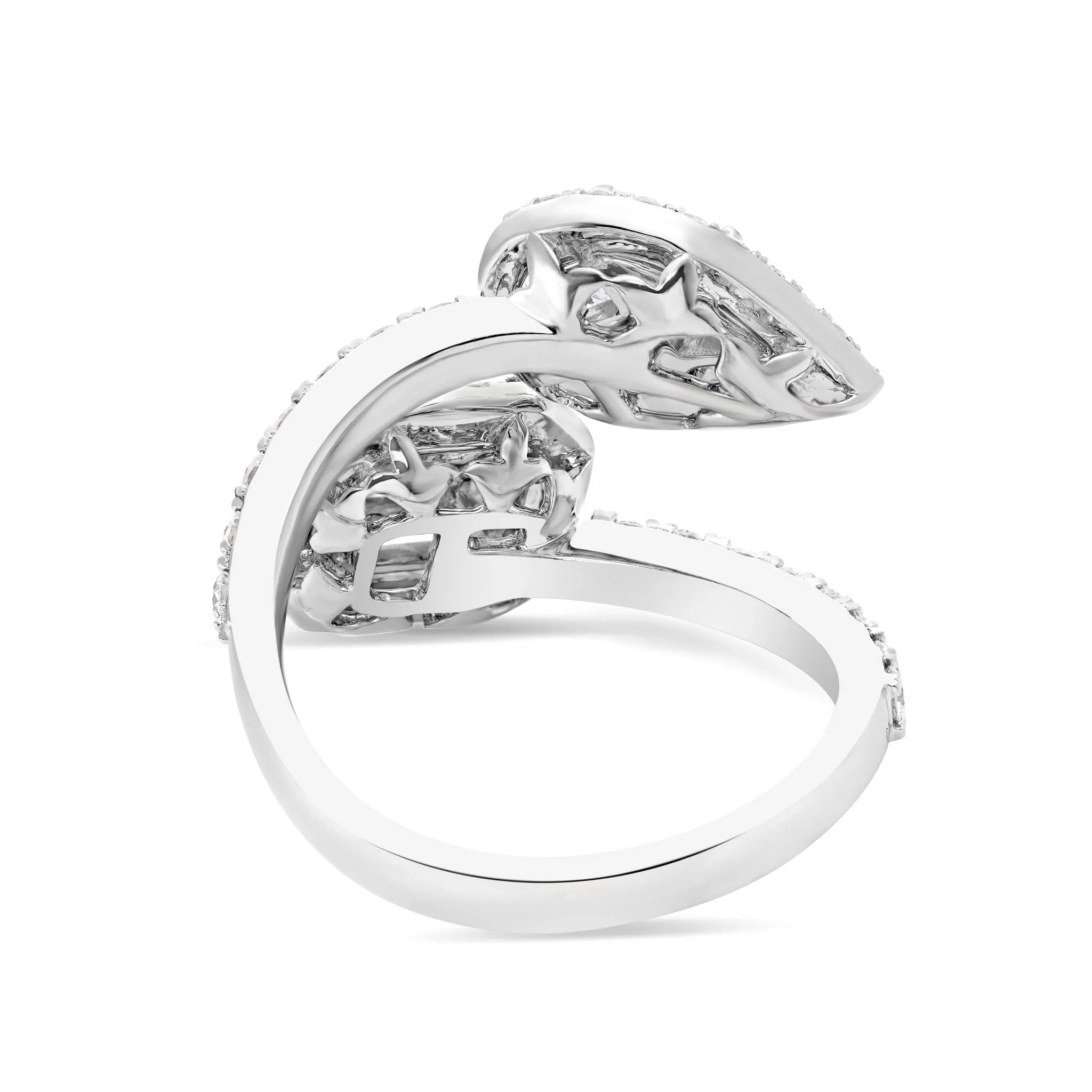 18K White Gold 1.59ct Emerald and Pear Diamond Wrap Ring