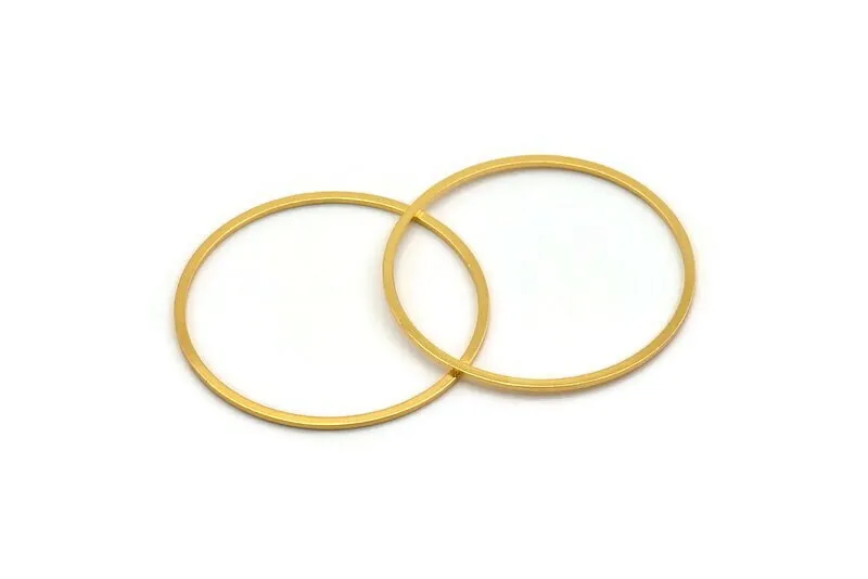 43mm Circle Connectors - 4 Gold Plated Brass Circle Connectors (43x1.4x1mm) A6097