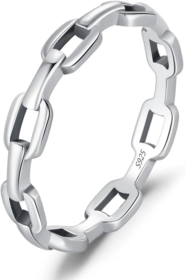 925 Sterling Silver Daily Retro Lock Eternity Bands Rings Vintage Stackable Party Fine Rings For Women Accessories