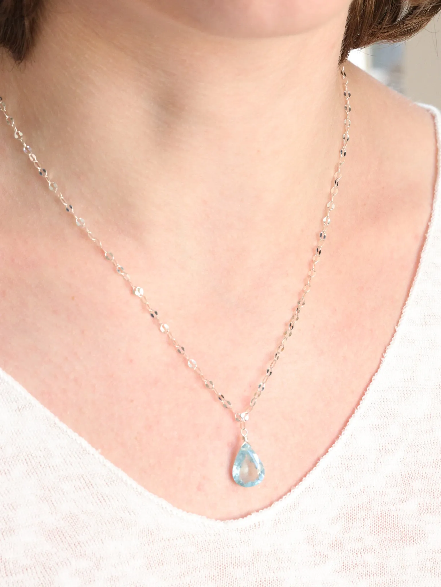 Aquamarine Fancy Cut nh Necklace in Sterling Silver