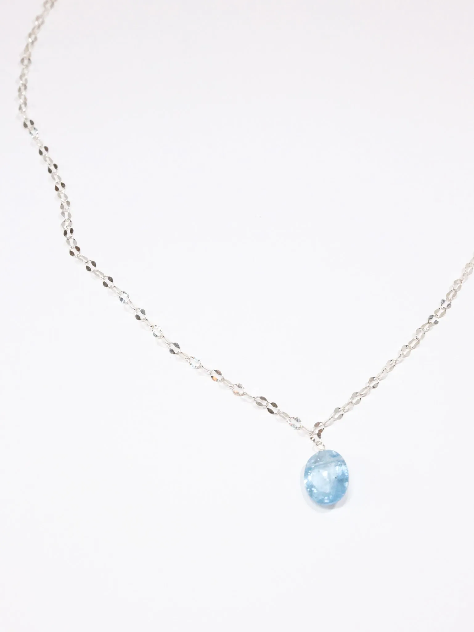 Aquamarine Fancy Cut nh Necklace in Sterling Silver