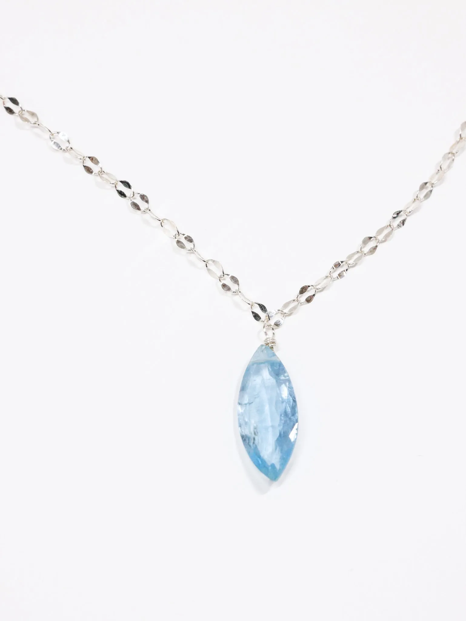 Aquamarine Fancy Cut nh Necklace in Sterling Silver
