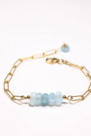 Aquamarine Roundel Gold Filled Bracelet