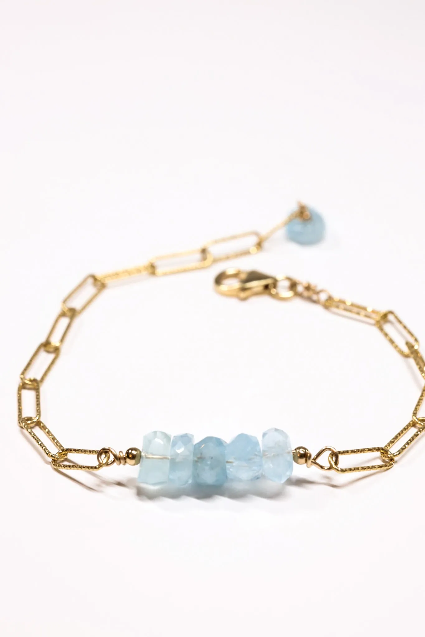 Aquamarine Roundel Gold Filled Bracelet