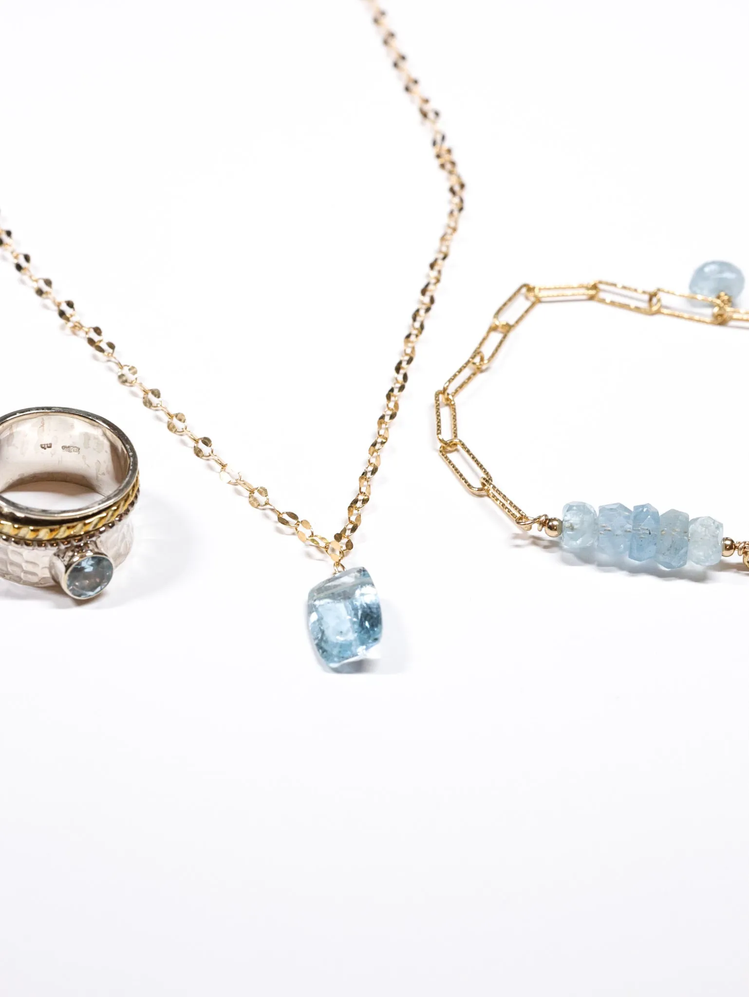 Aquamarine Roundel Gold Filled Bracelet