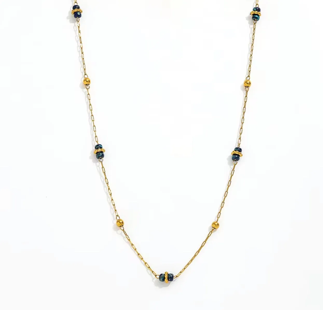Beaded Stone Gold Necklace