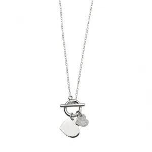 Beginnings Sterling Silver N4086C Cz Pve Double T Bar Necklace