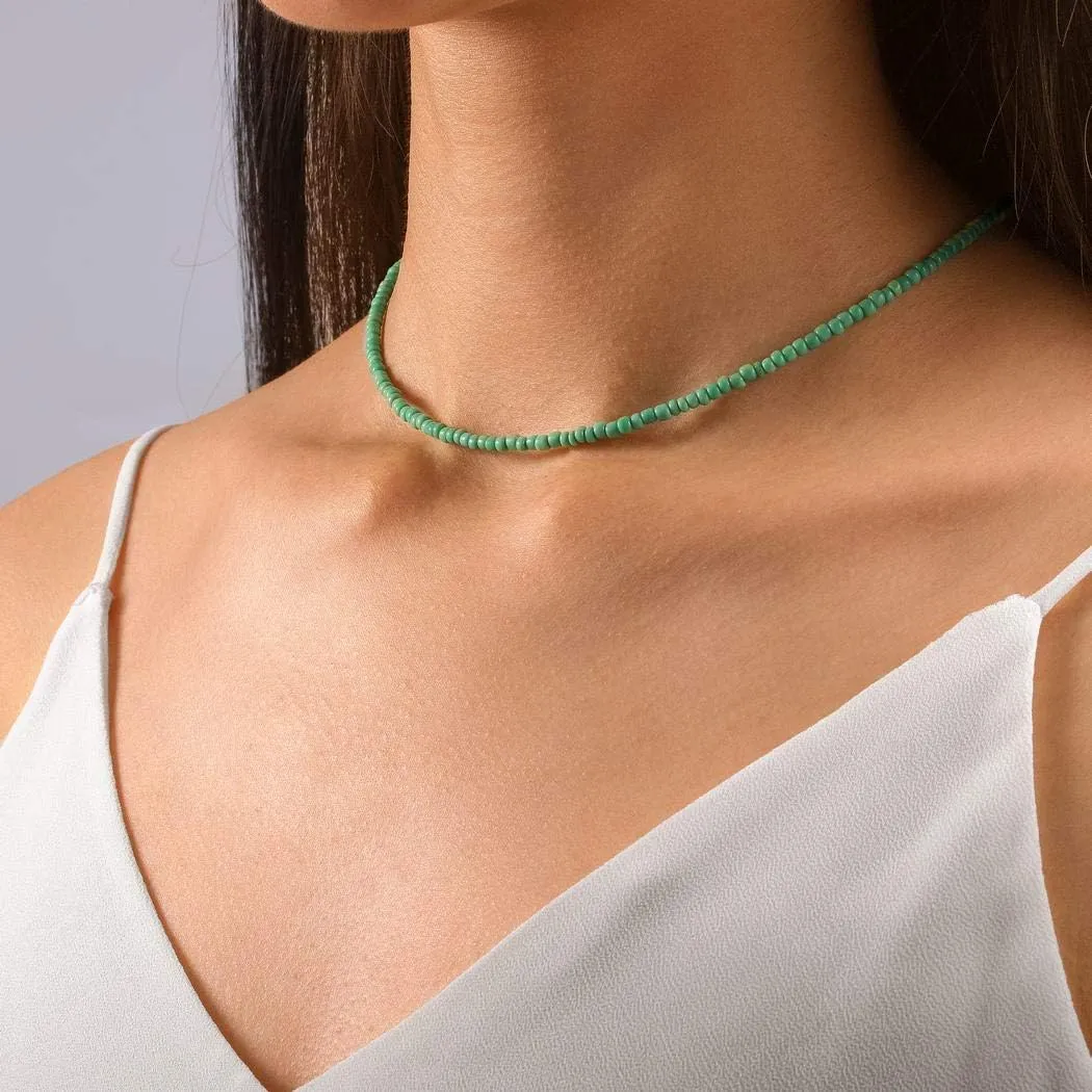 Boho Beaded Choker Necklace Colorful Short Necklaces Summer Beach Necklaces Jewelry for Women