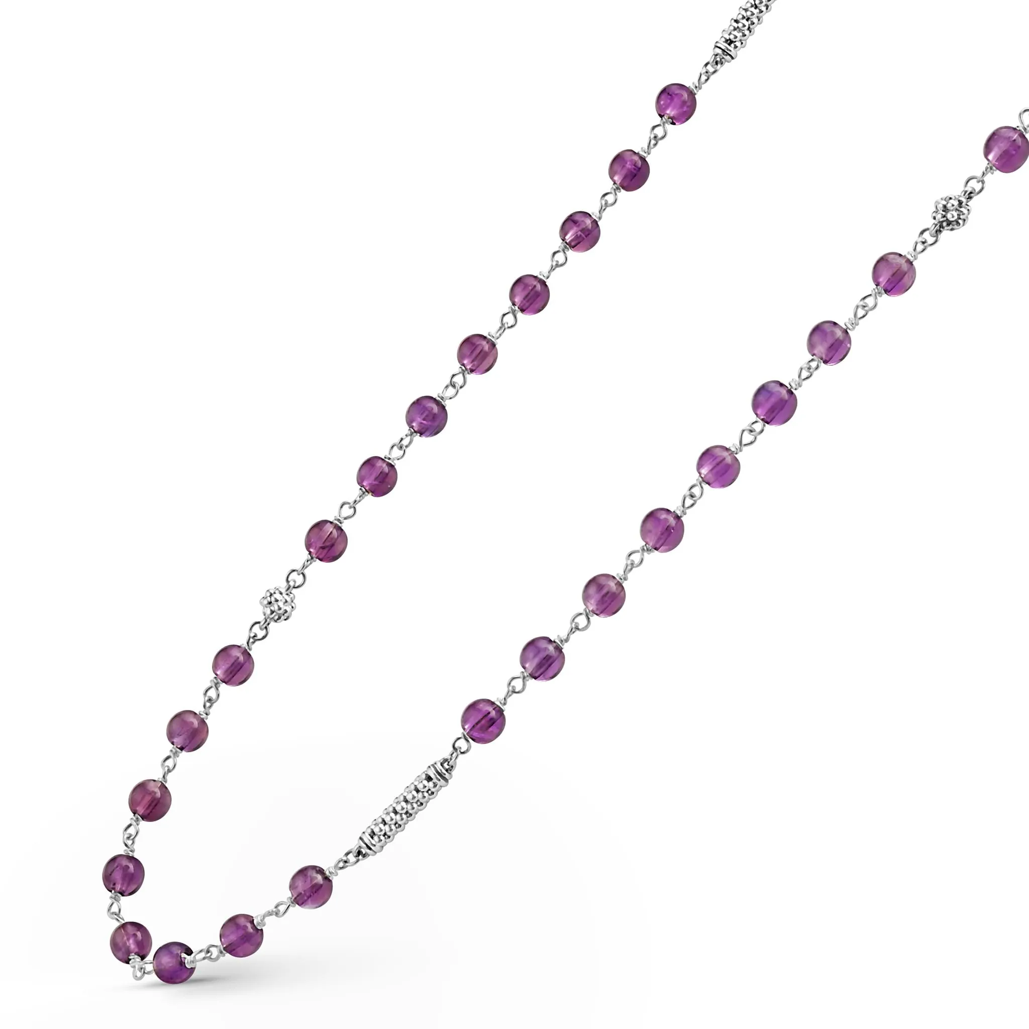 Caviar Icon Long Amethyst Beaded Necklace