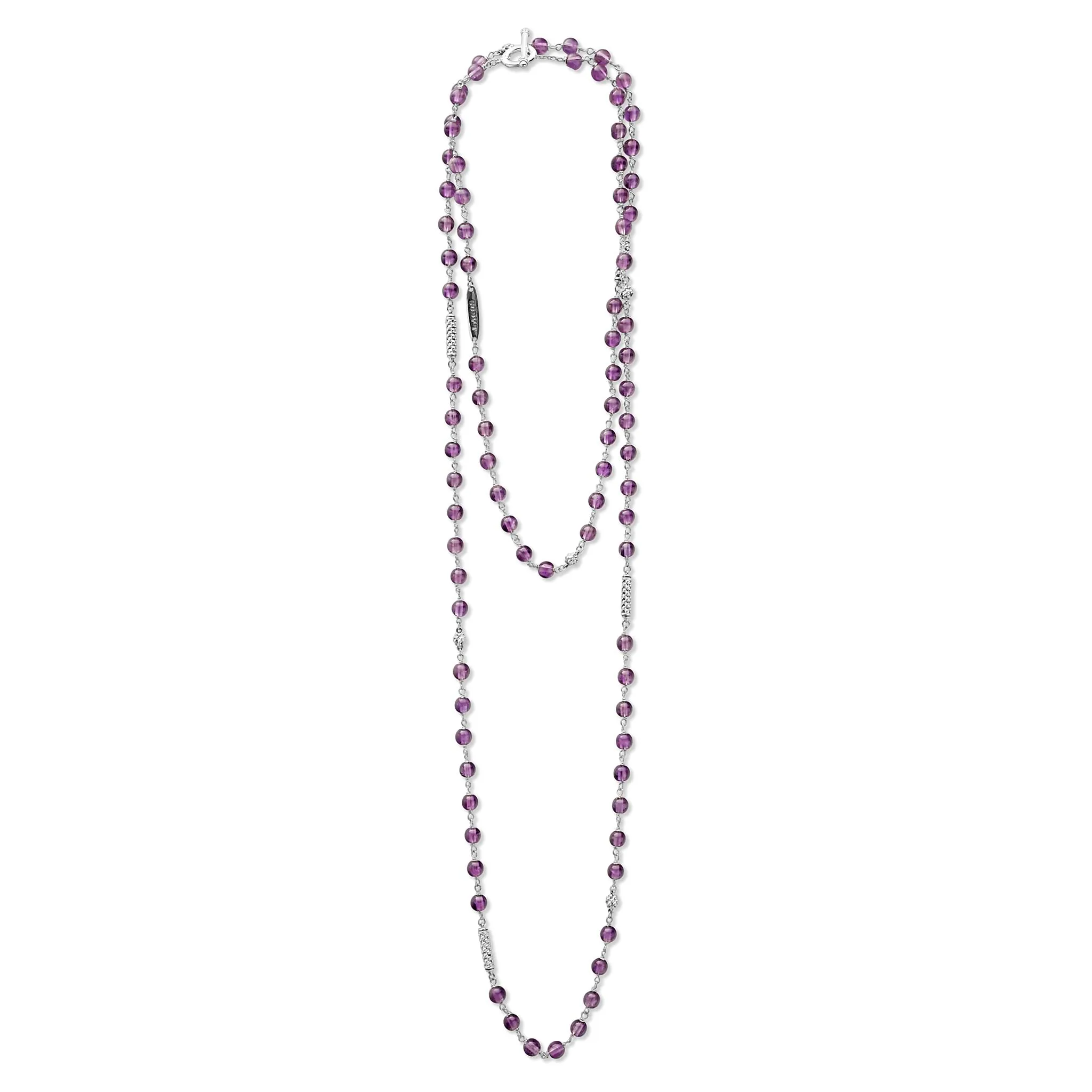 Caviar Icon Long Amethyst Beaded Necklace