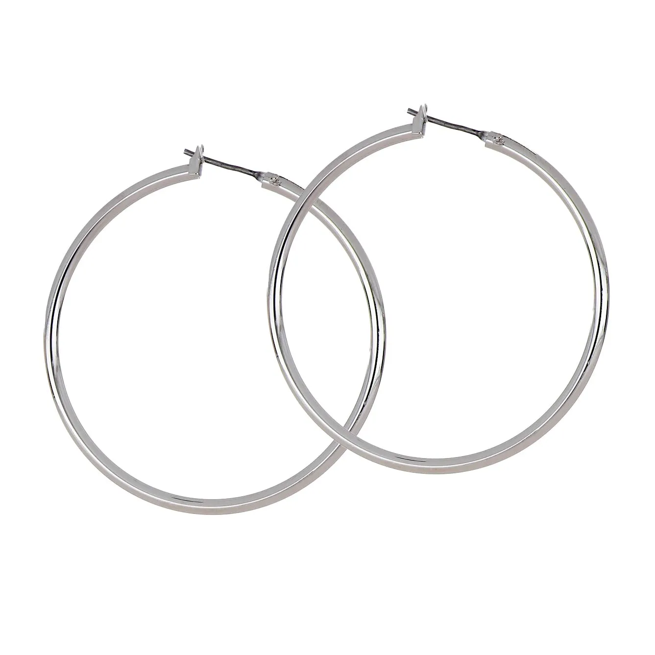 Extra Large 1.75" Hoop Earring - Rhodium