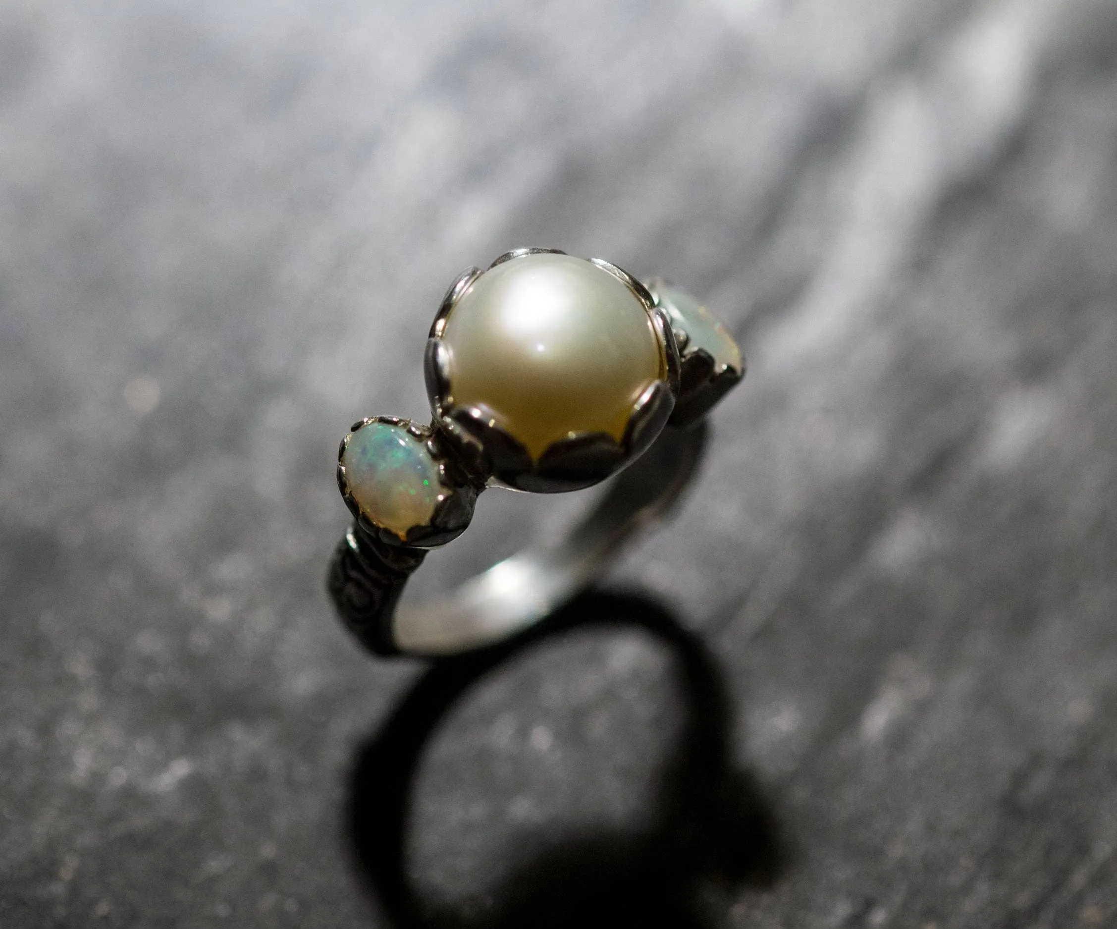 Genuine Pearl Ring - Real Opal Ring - Vintage Pearl Ring
