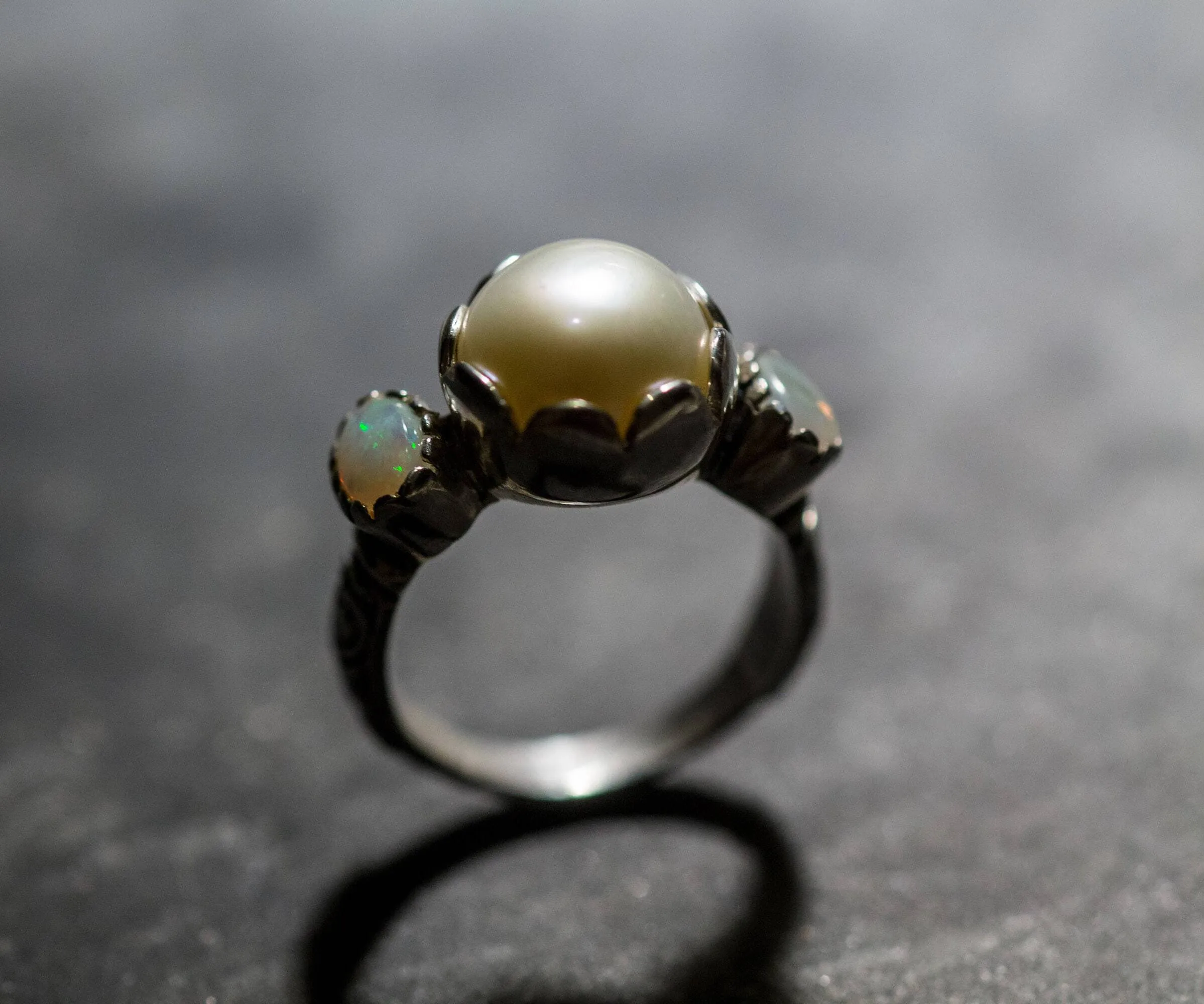 Genuine Pearl Ring - Real Opal Ring - Vintage Pearl Ring