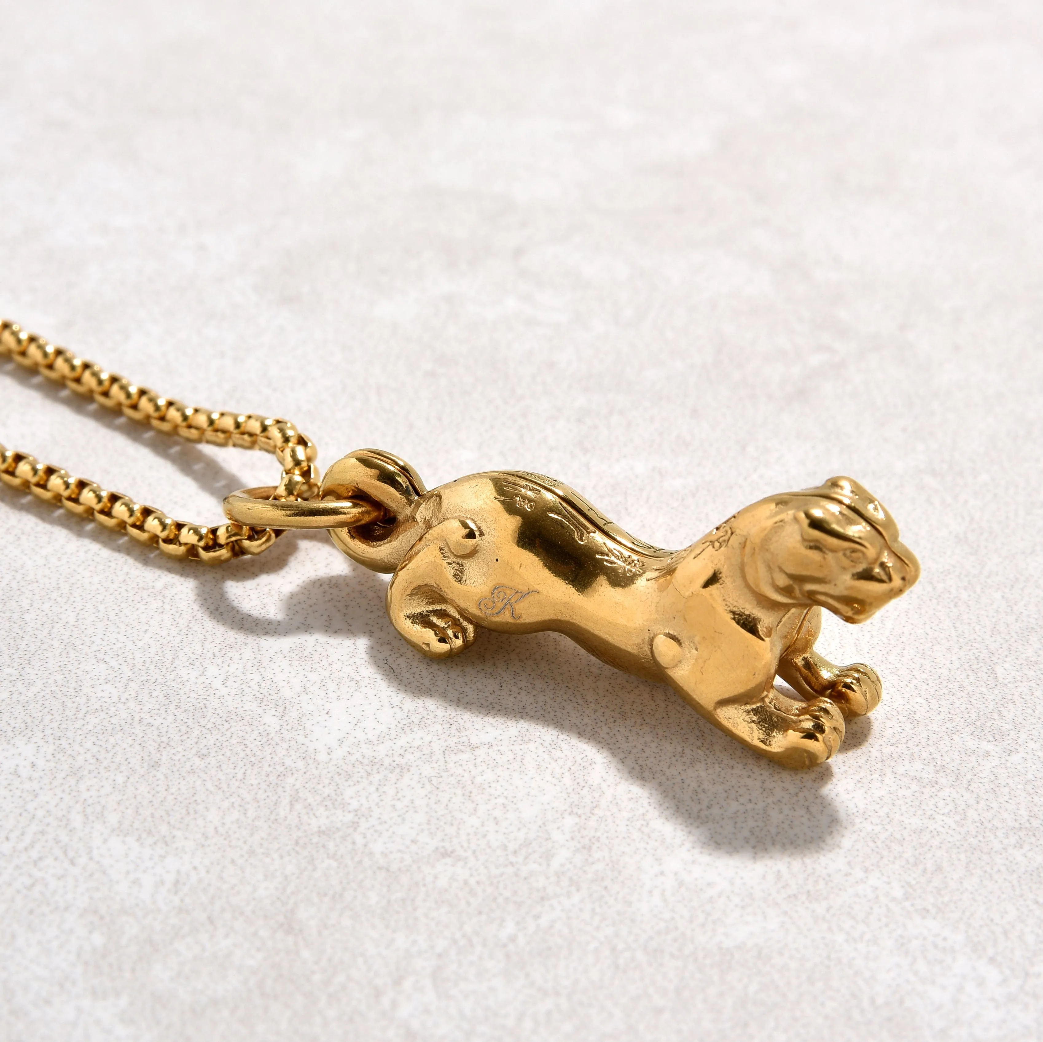 Gold Jaguar Steel Hearts Necklace