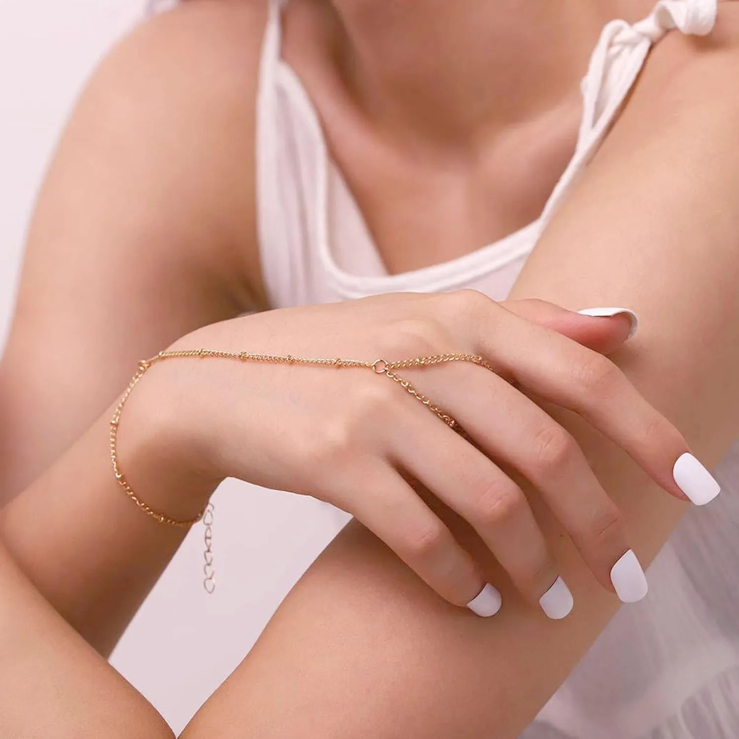 Hand Chain Bracelet for Women Dainty Gold Bracelets Trendy Ring Bracelet Hand Chain Hand Jewelry Gifts for Women