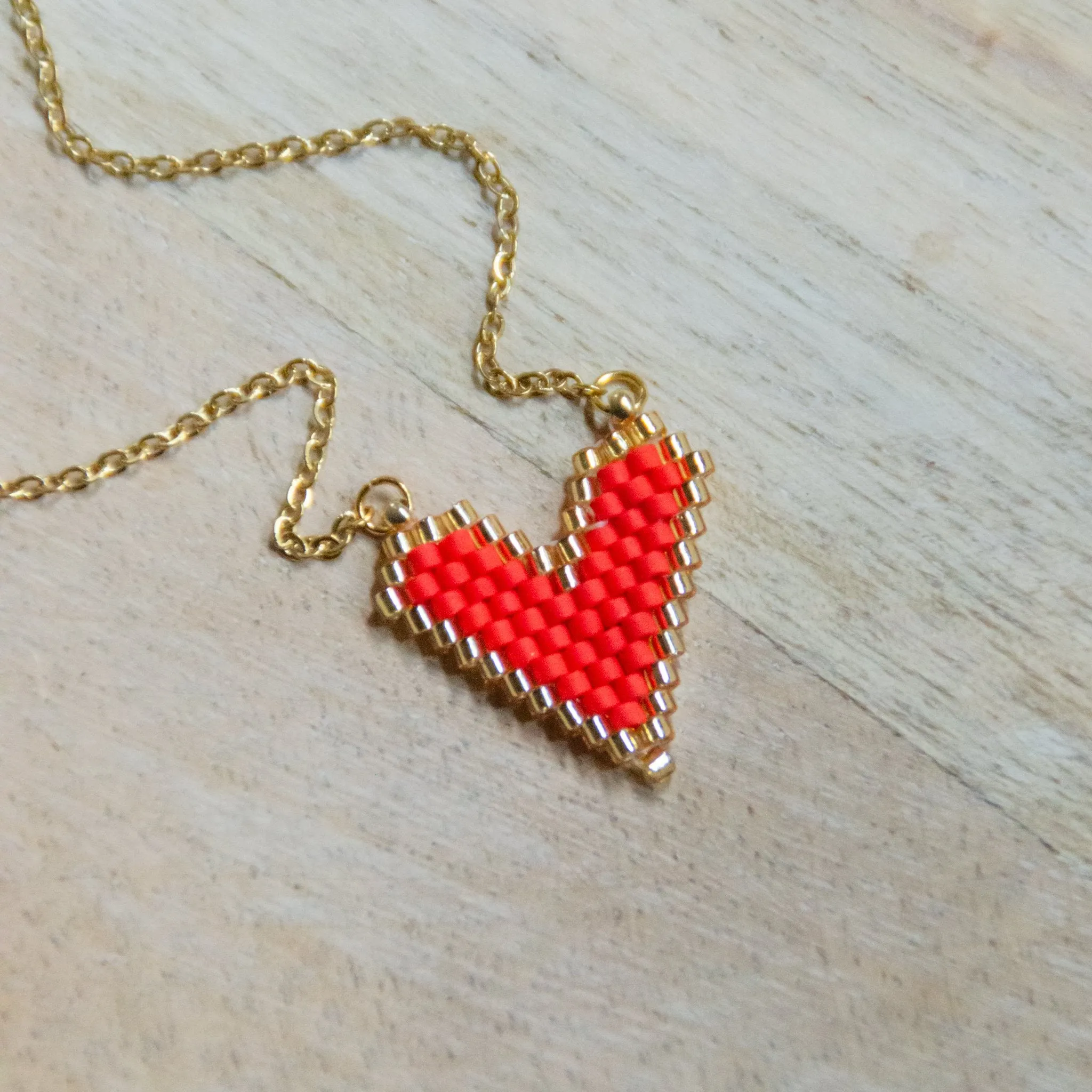 Heart Beaded Charm Necklace