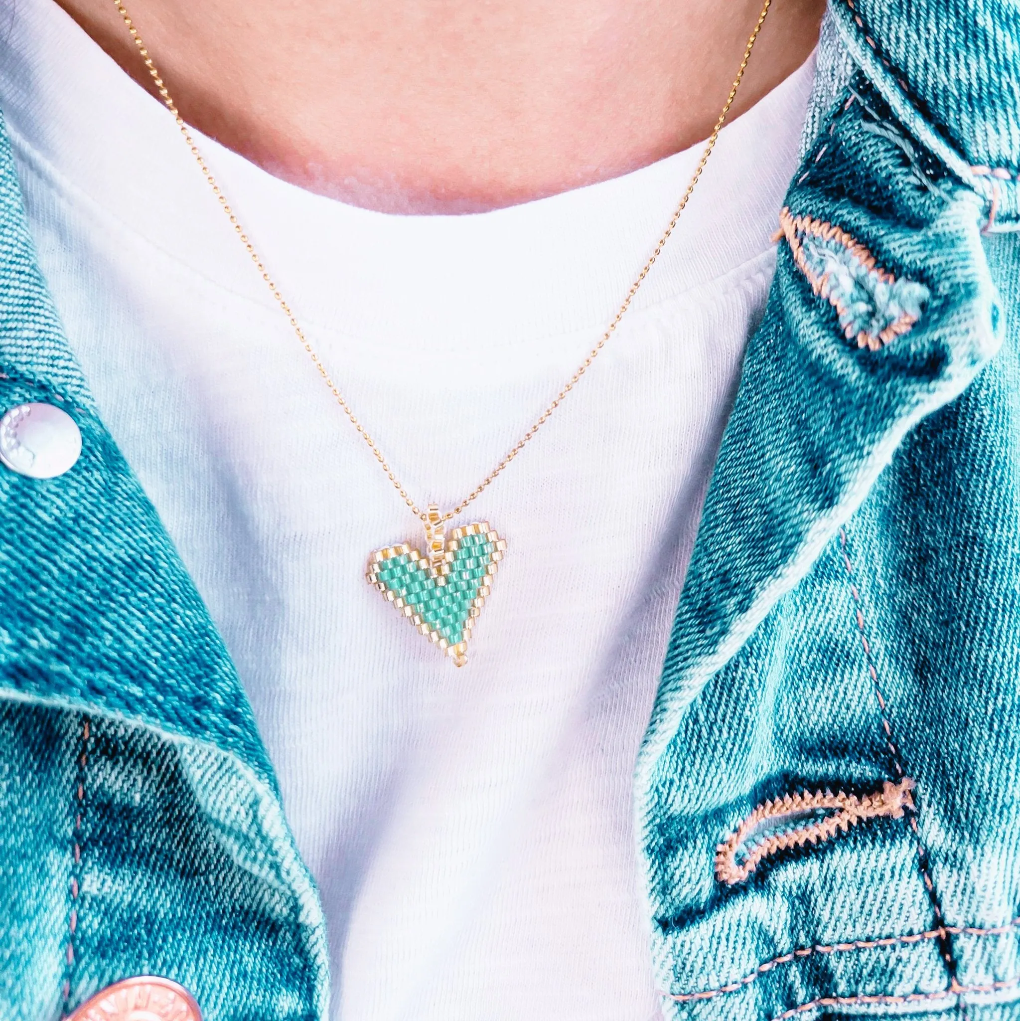 Heart Beaded Charm Necklace
