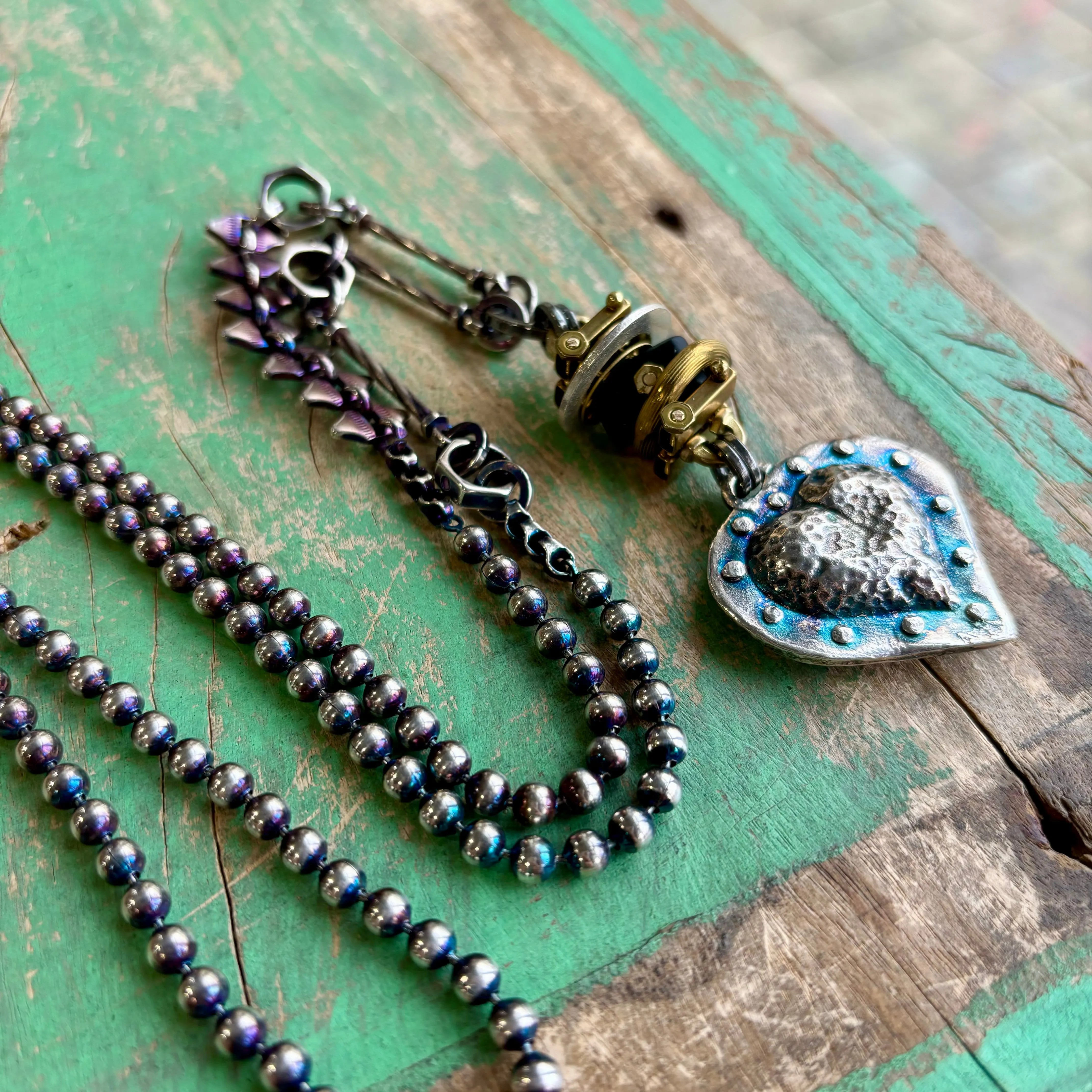 Industrial Puffy Heart Necklace