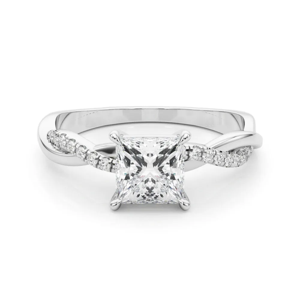 Ladies Sidestone Emerald Engagement Ring 51174