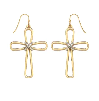 Layered Cross Drop Earrings