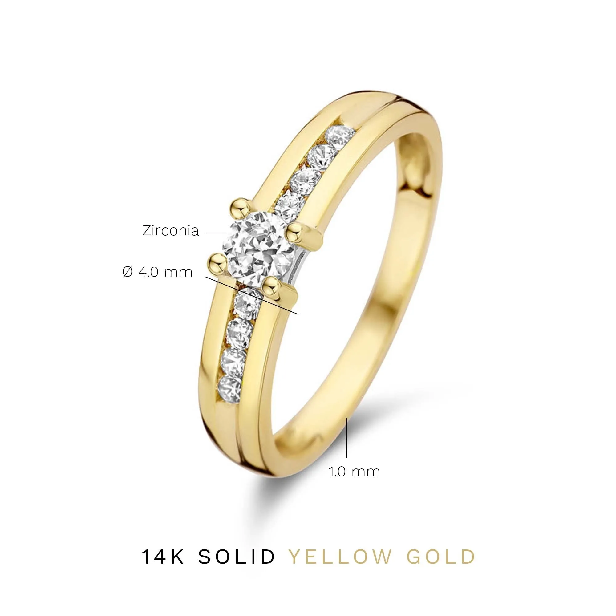 Le Marais Estée 14 karat gold ring with zirconia stones