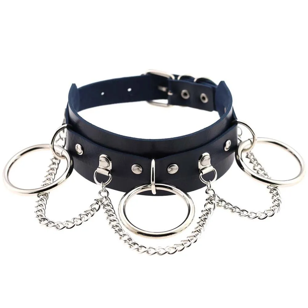 Leather Choker collar for women goth punk choker chain silver color harajuku Collar Sexy Vegan  chocker bondage festival jewelry