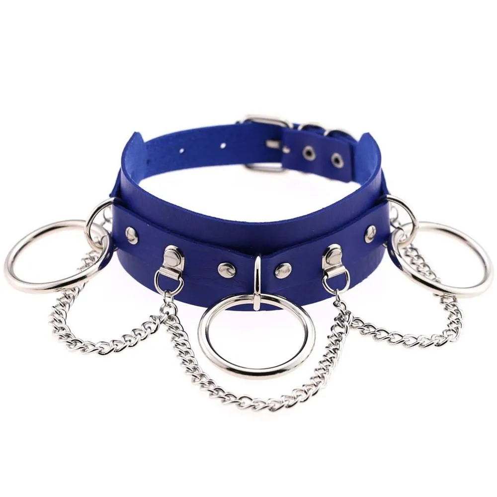 Leather Choker collar for women goth punk choker chain silver color harajuku Collar Sexy Vegan  chocker bondage festival jewelry