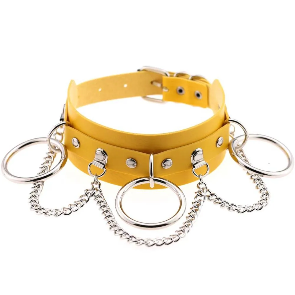Leather Choker collar for women goth punk choker chain silver color harajuku Collar Sexy Vegan  chocker bondage festival jewelry