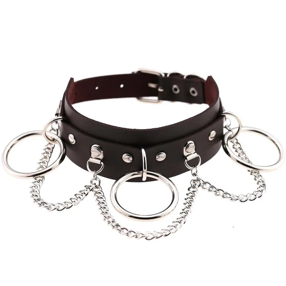 Leather Choker collar for women goth punk choker chain silver color harajuku Collar Sexy Vegan  chocker bondage festival jewelry