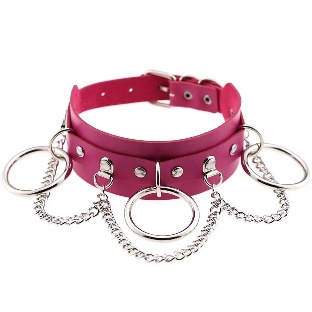 Leather Choker collar for women goth punk choker chain silver color harajuku Collar Sexy Vegan  chocker bondage festival jewelry