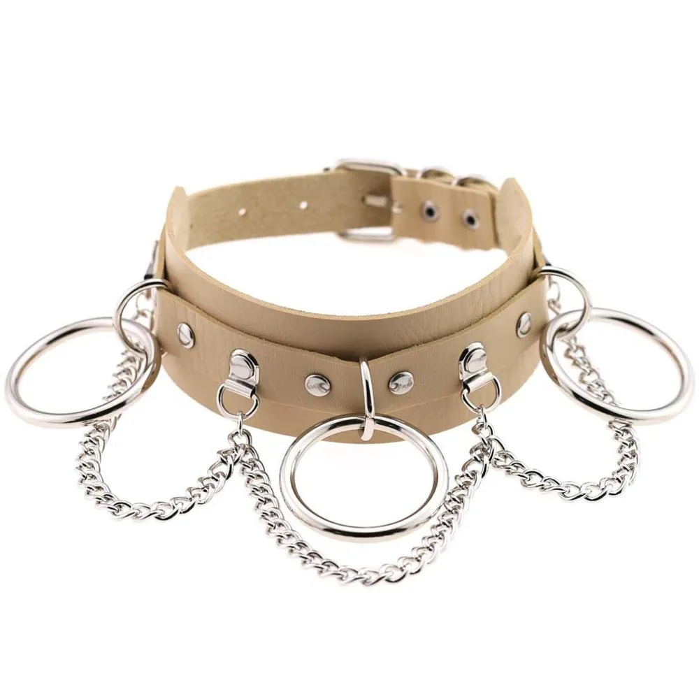Leather Choker collar for women goth punk choker chain silver color harajuku Collar Sexy Vegan  chocker bondage festival jewelry
