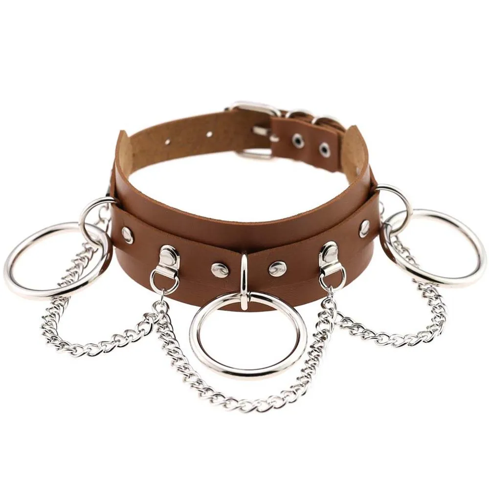 Leather Choker collar for women goth punk choker chain silver color harajuku Collar Sexy Vegan  chocker bondage festival jewelry