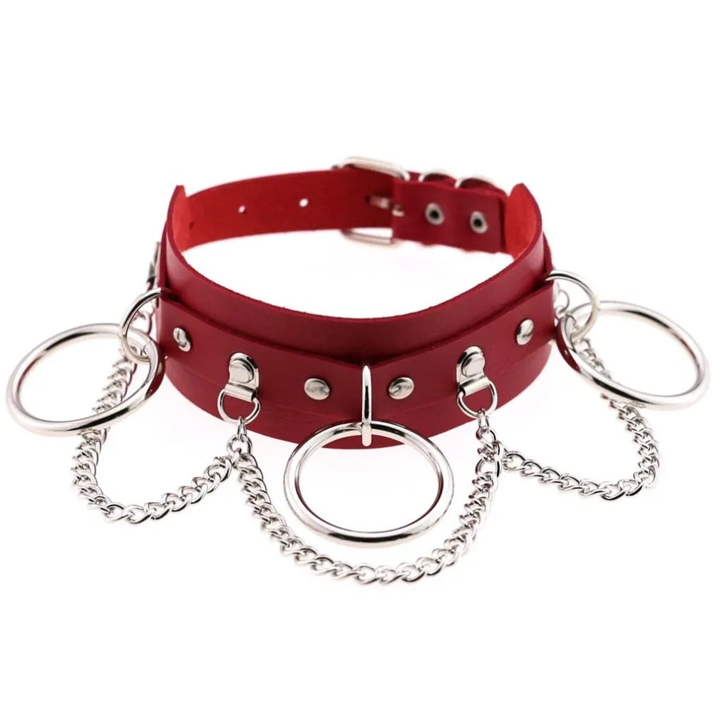 Leather Choker collar for women goth punk choker chain silver color harajuku Collar Sexy Vegan  chocker bondage festival jewelry