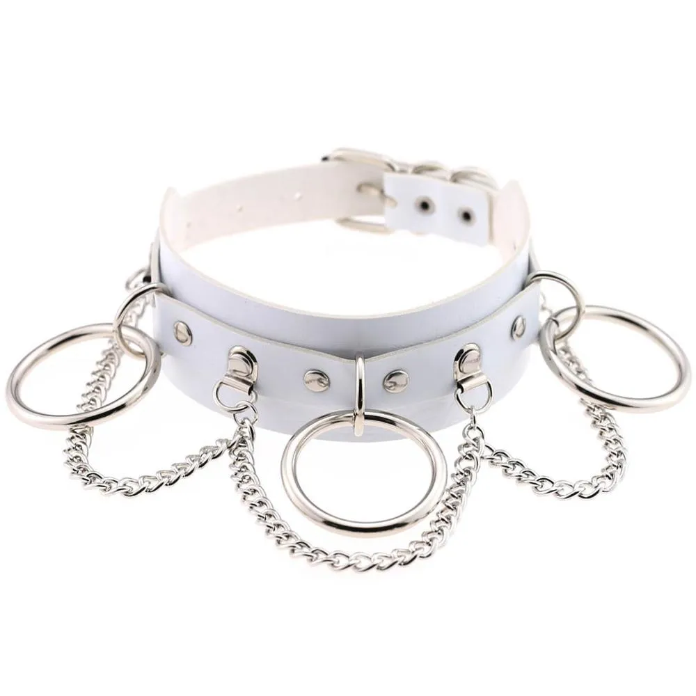 Leather Choker collar for women goth punk choker chain silver color harajuku Collar Sexy Vegan  chocker bondage festival jewelry