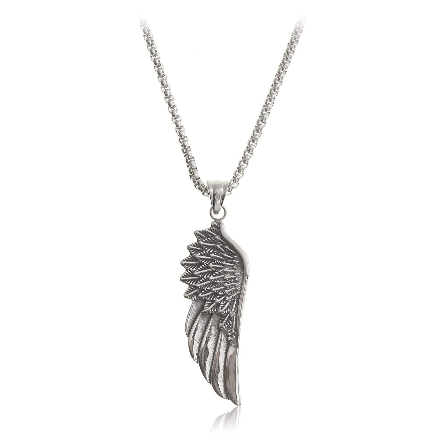 Made by Nami Necklace for Men with or without Various Pendants - Mens High-Quality Stainless Steel Necklace Chain 23" - Gold Silver Gun-Metal Black - Handmade Surfer Jewelry (Silver Compass)