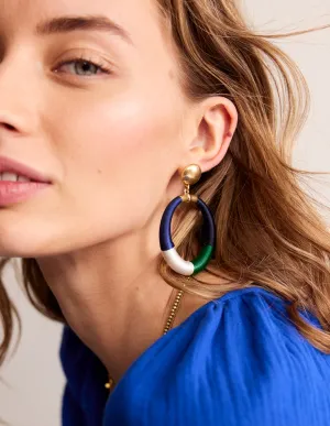 Mega Wrapped Ring Earrings-Blue
