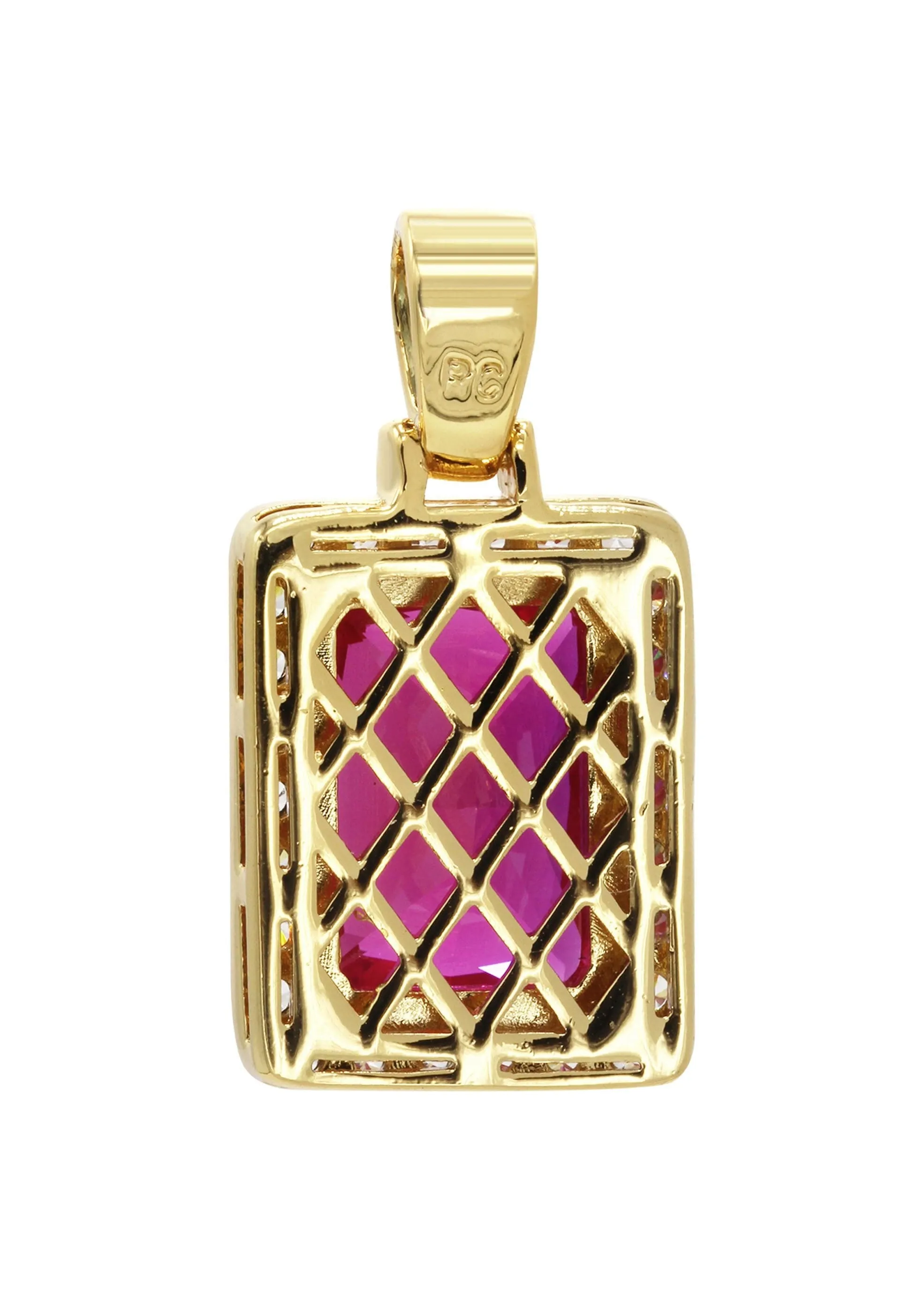 Mens Gold Plated Ruby Pendant | 6 Grams
