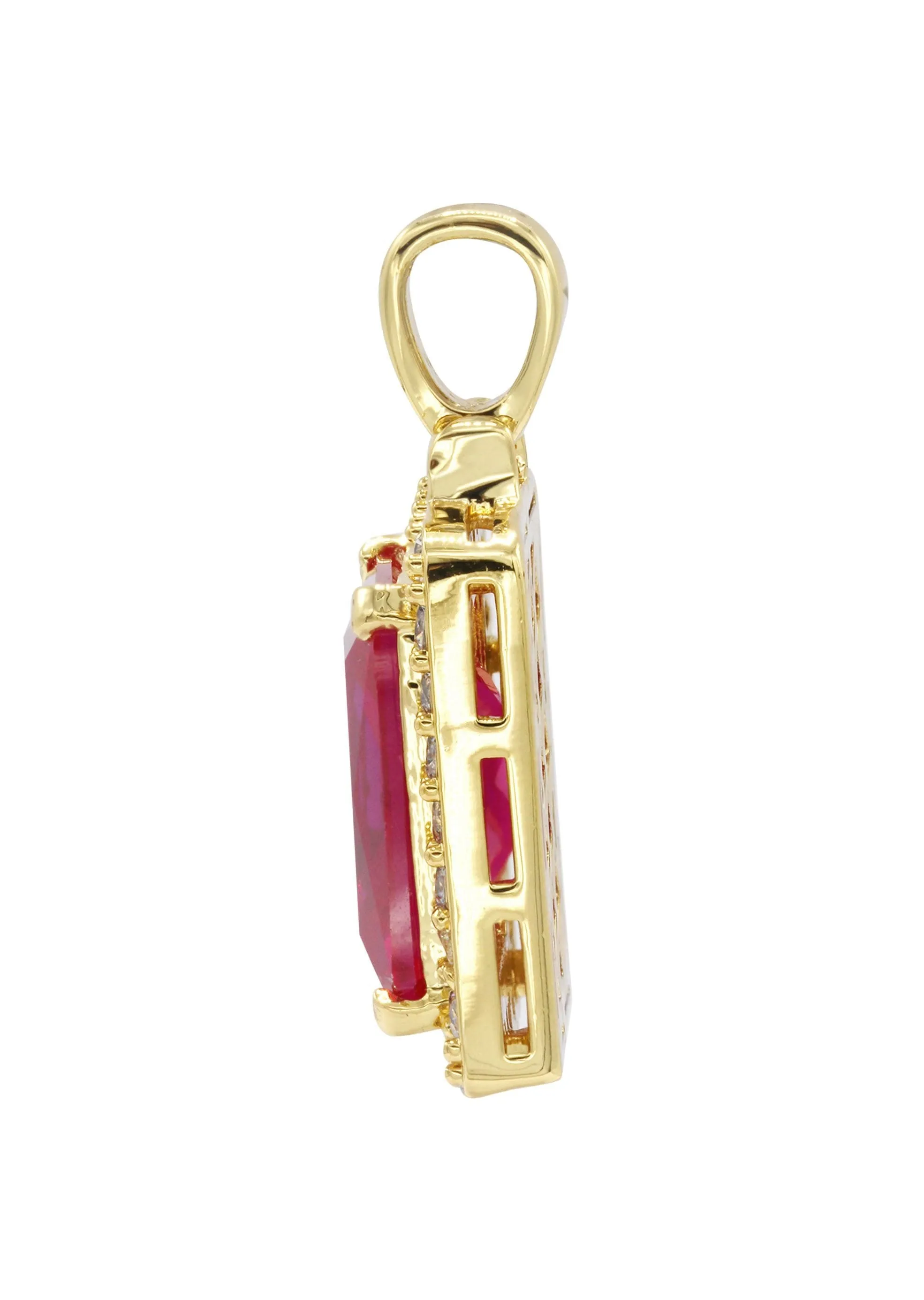 Mens Gold Plated Ruby Pendant | 6 Grams