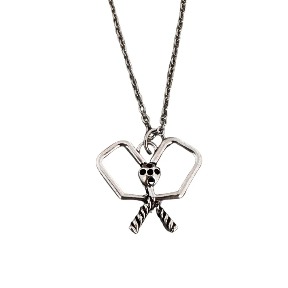 Pickleball Double Paddle Charm Necklace