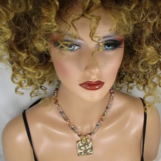 Pink & Cream Handmade Artisan Bead Necklace