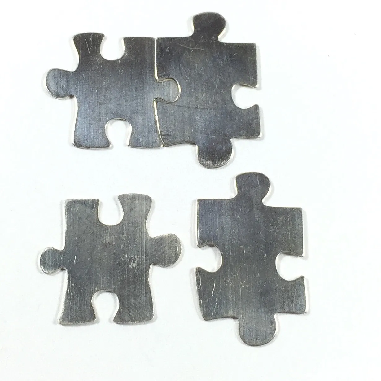 Puzzle pair sets, 2 pair puzzle pieces, 22 gauge sterling, Interlocking puzzle, puzzle blanks, 3/4 " X 7/8 " and 1 " X 5/8 ",  2 set pack