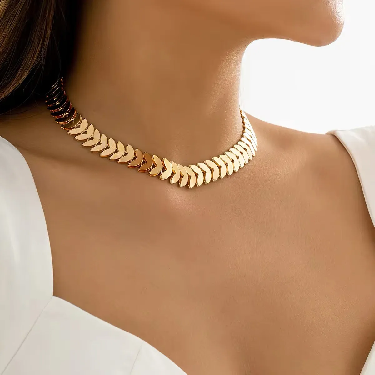 Rome Aesthetic Fishbone Chain Choker Necklace