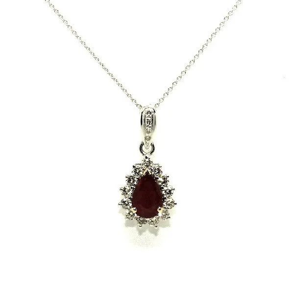 Ruby & Diamond Drop Pendant-clustered Ad No. 0965