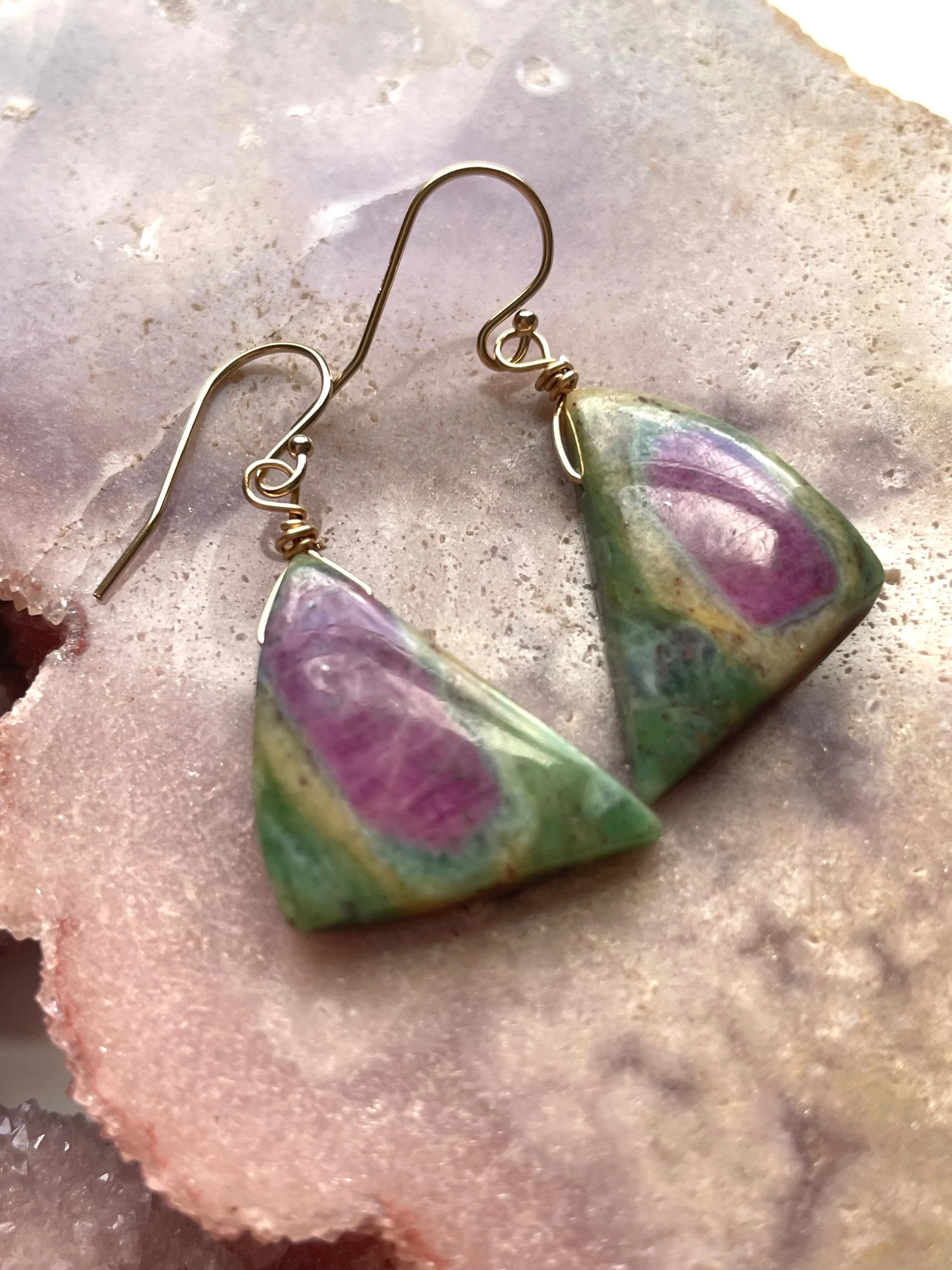 Ruby in Fushite Earrings - Raw Crystal Stone Earrings - Ruby Jewelry - July Birthstone - Gift For Her