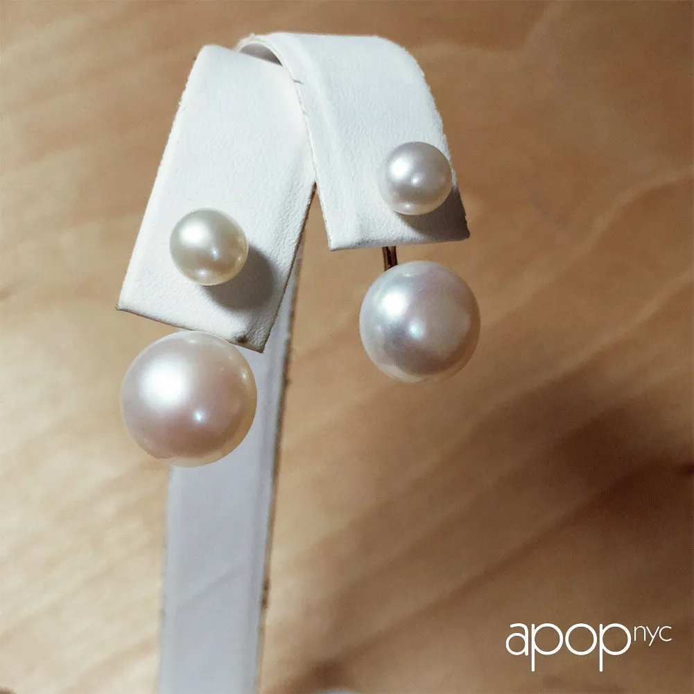 Sterling Silver Pearl Ear Jacket Stud Earrings